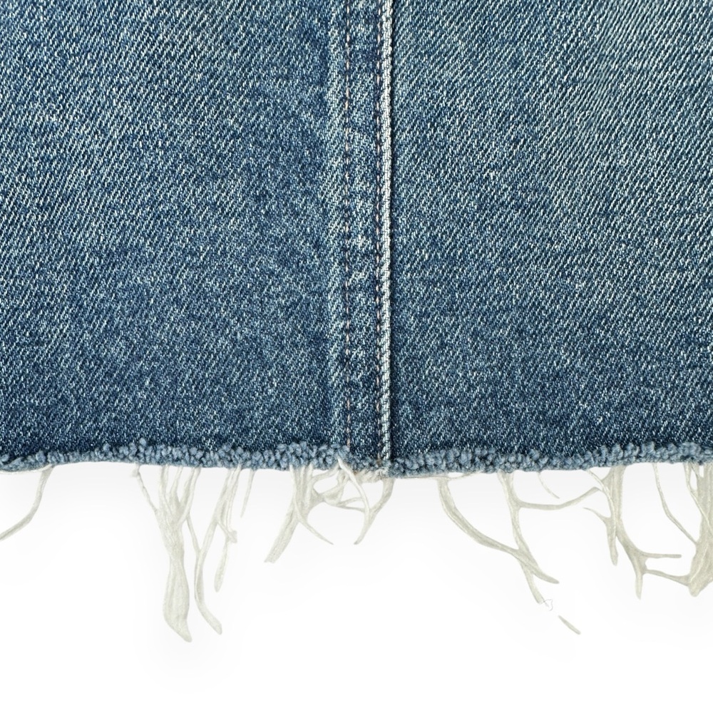 Citizens of Humanity Beatnik Mid Wash Frayed Classic Blue Denim Jean Mini Skirt - Picture 7 of 12